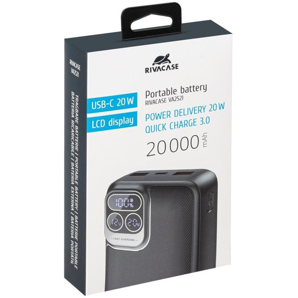 Внешний аккумулятор с дисплеем RIVACASE VA2521 20000mAh (черный)