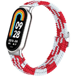 Ремешок Bingo Braided для Xiaomi Mi Band 8 (красный с белым)