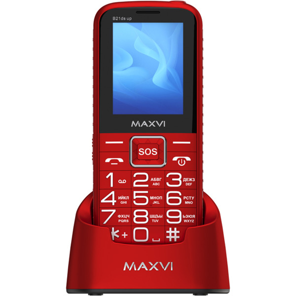 Мобильный телефон Maxvi B21ds up +ЗУ WC-112 (красный)