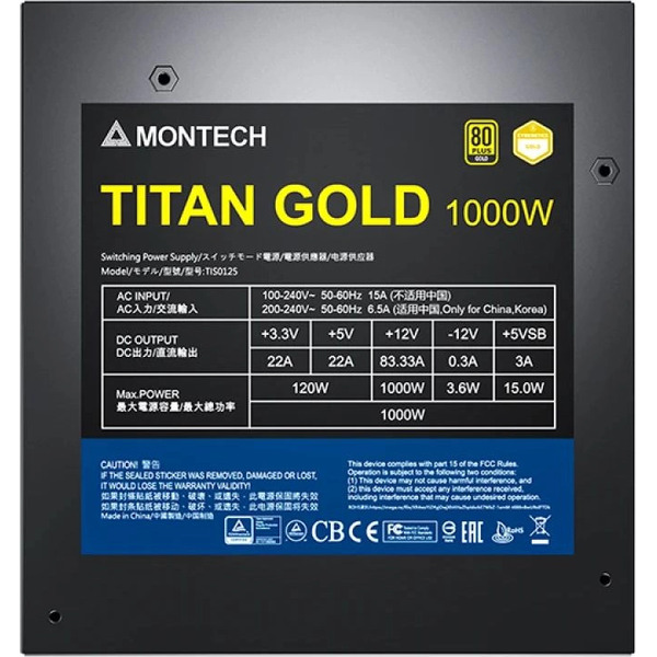 Блок питания Montech Titan Gold 1000W