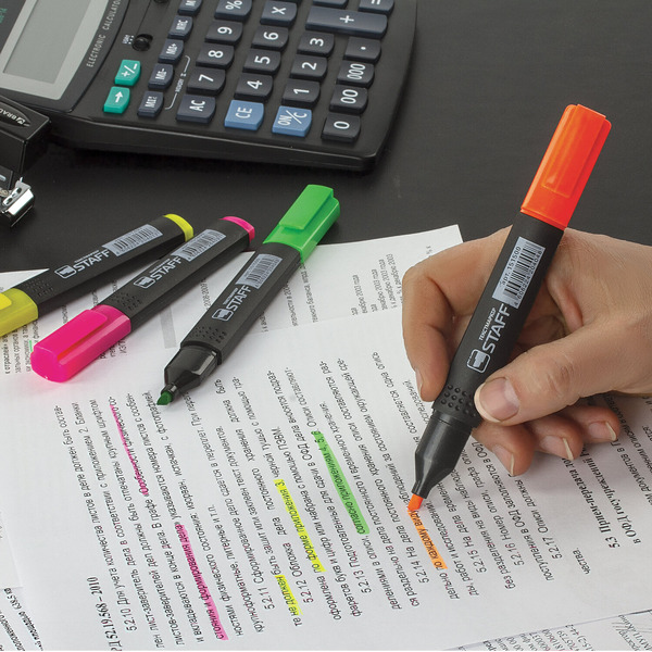 Набор текстовыделителей Staff College Stick 151501 (4 шт)