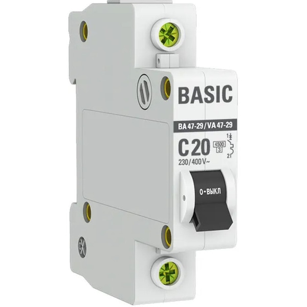 Выключатель автоматический EKF Basic ВА 47-29 1P 20А (C) 4.5кА
