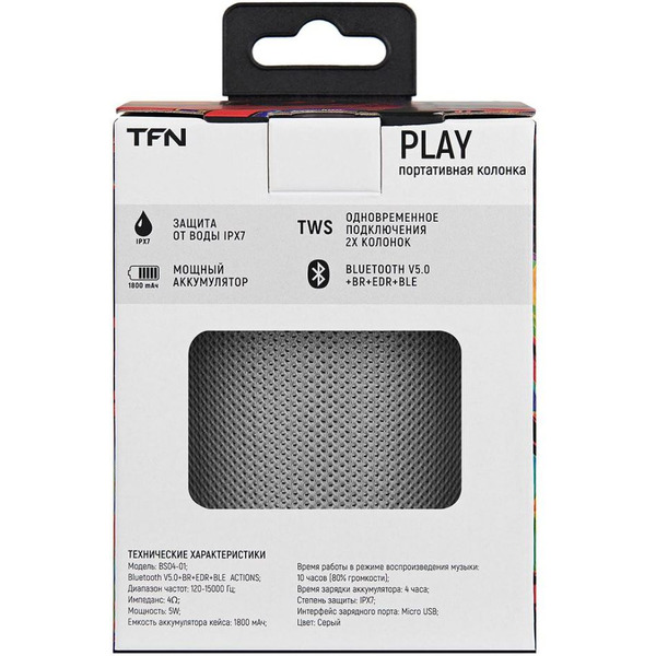 Колонка TFN TWS Play TFN-BS04-01GR (серый)