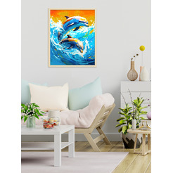 Картина по номерам Флюид Игра дельфинов 40x50 HR0693