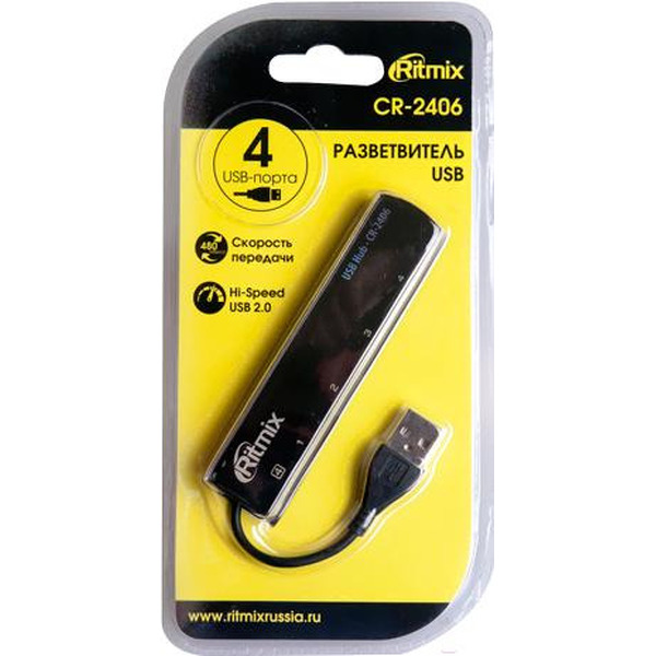 USB-хаб Ritmix CR-2406 (черный)