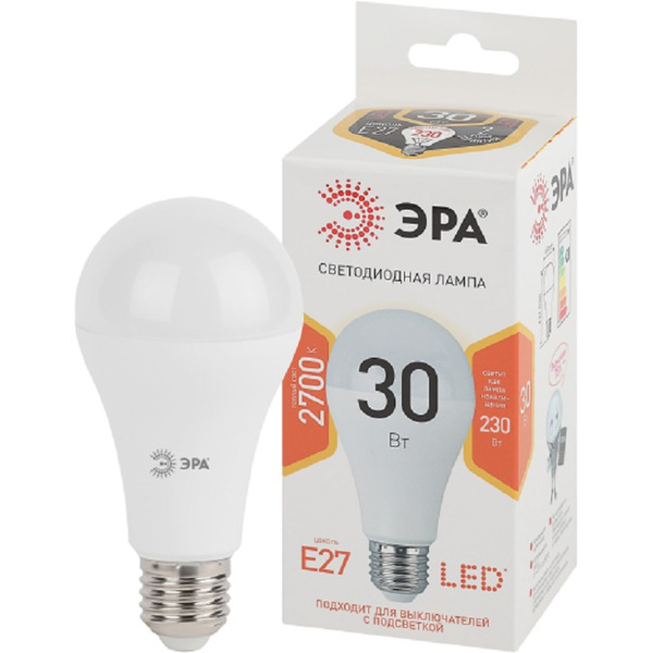 Led a65-30w-827-e27 (диод, груша, 30вт, тепл, e27) ЭРА