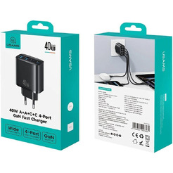 Сетевое зарядное Usams CC330 T70 40W (черный)