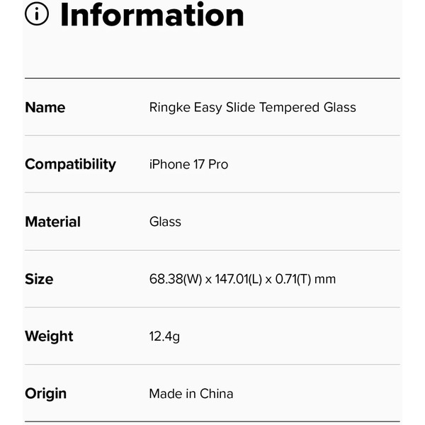 Защитное стекло Ringke EASY SLIDE 2шт для iPhone 17 Pro