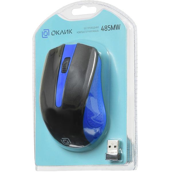 Мышь Oklick 485MW (черный/синий)