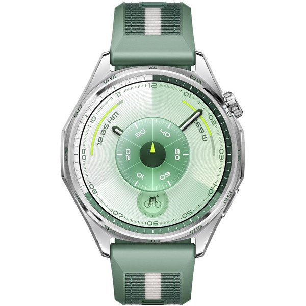 Смарт-часы HUAWEI Watch GT 6 46mm (ATM-B19) серебристый, с зеленым плетеным ремешком