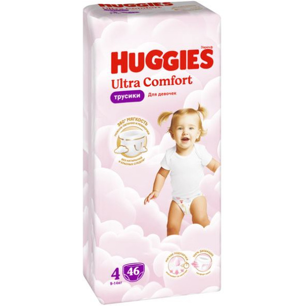 Трусики-подгузники HUGGIES Ultra Comfort Girl Mega 4 (46 шт)