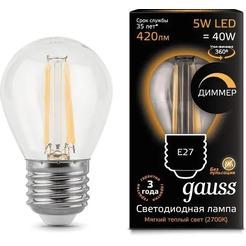 Светодиодная лампочка Gauss Globe dimmable E27 5 Вт 2700K 105802105-D