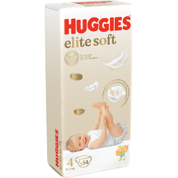 Детские одноразовые подгузники Huggies Elite Soft Mega 4 (8-14кг) 54шт