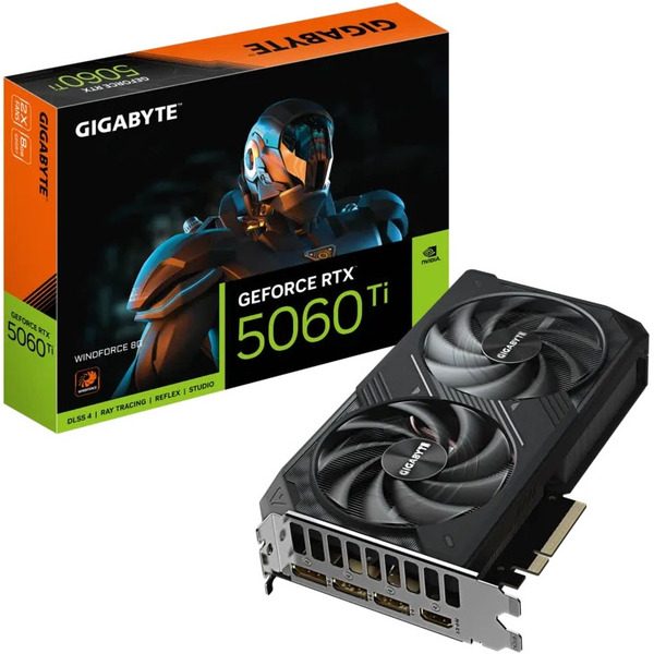Видеокарта Gigabyte GeForce RTX 5060 Ti Windforce 8G GV-N506TWF2-8GD
