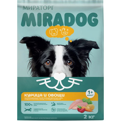 Сухой корм для собак Мираторг Miradog с курицей и овощами для взрослых собак средних и крупных пород (2 кг)
