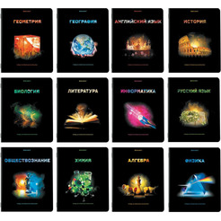 Тетради предметные BRAUBERG 404324 (КОМПЛЕКТ 12 ПРЕДМЕТОВ, 48л, глянцевый УФ-лак)