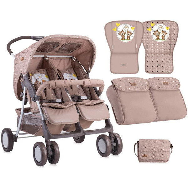 Коляска прогулочная «книга» Lorelli Twin with Summer Basket Beige Daisy Bears (10020071730)