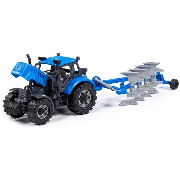 Трактор Полесье Прогресс с плугом 91291 (синий)