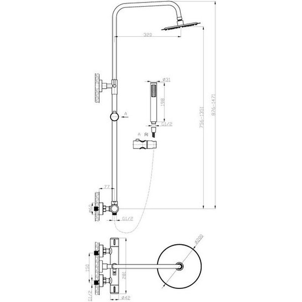 Душевая система AV Engineering AVTHS2-P12-725A