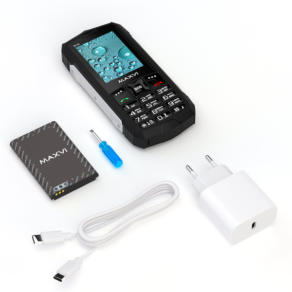 Мобильный телефон Maxvi R10 + ЗУ WC-112 (черный)
