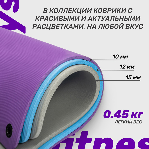 Коврик для йоги и фитнеса Sundays Fitness IR97506 (180x60x1см, фиолетовый)