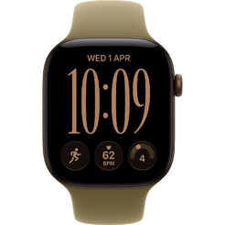 Умные часы Apple Watch Series 12 46 мм MJEU4X/A (алюминиевый корпус, бронзовый/оливковый, спортивный силиконовый ремешок M/L)