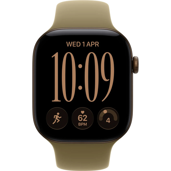 Умные часы Apple Watch Series 12 46 мм MJEU4X/A (алюминиевый корпус, бронзовый/оливковый, спортивный силиконовый ремешок M/L)
