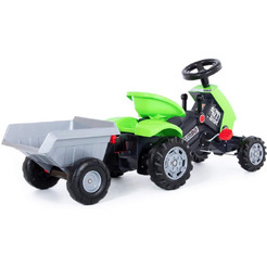 Каталка-трактор с педалями Полесье Turbo-2 с полуприцепом 52742