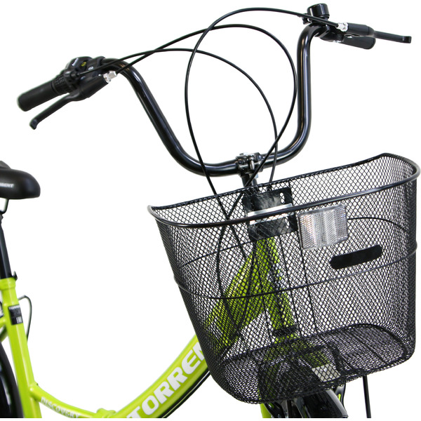 Велосипед TORRENT Discovery-7 (рама сталь 16" складная, 7 скоростей., SHIMANO, колеса 24д. корзина) Зеленый