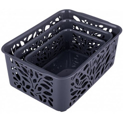 Набор корзин Полимербыт Leaves 4344804 (серый)