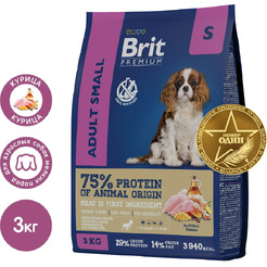 Сухой корм для собак Брит Premium Dog Adult Small с курицей 5049905 (3кг)
