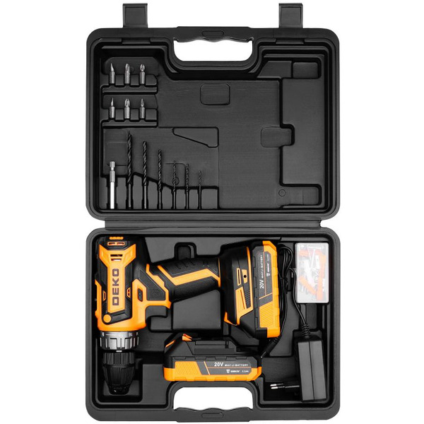 Дрель-шуруповерт Deko GCD20DU PRO + Set 63 083-1039 (с 2-мя АКБ, кейс)