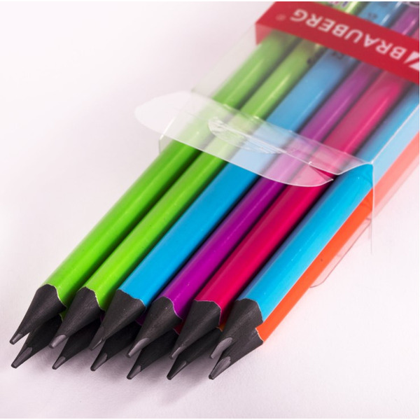 Набор карандашей чернографитных Brauberg ULTRA COLOR HB, с ластиком, пластиковые (181710) 12 шт