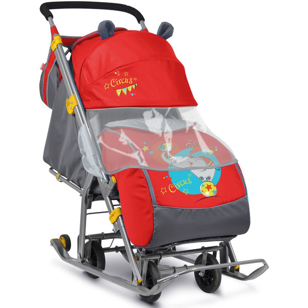 Санки-коляска НИКА Детям 7 Девочка и слон (красный)