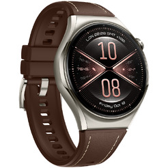 Умные часы Huawei Watch 6 Pro 46 мм NIZ-AL00 (серебристый, с коричневым силиконовым ремешком)