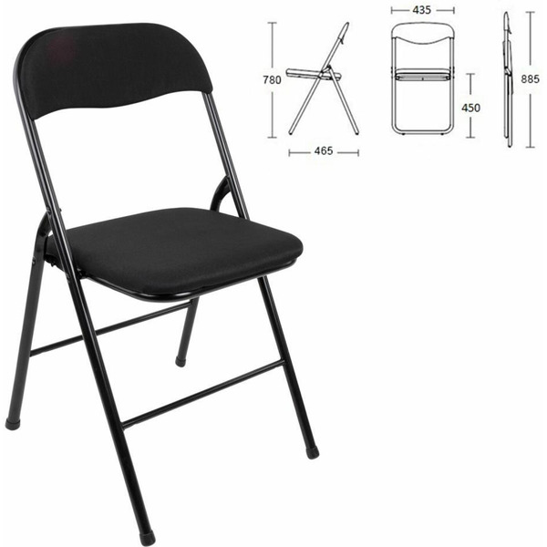 Стул складной BRABIX Golf CF-007 (чёрный каркас, чёрная ткань) 533025