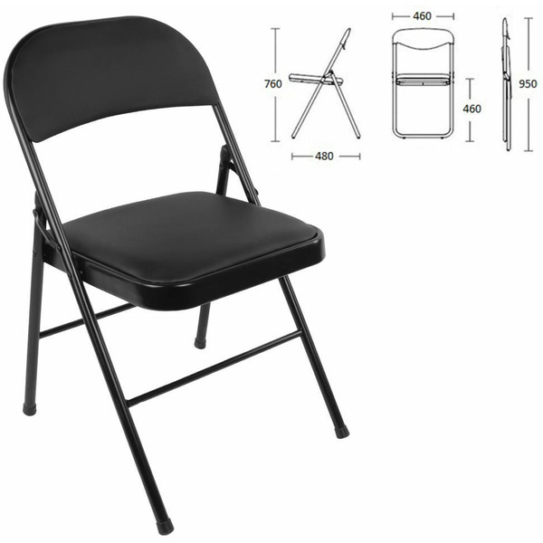 Стул складной BRABIX Golf Plus CF-003 КОМФОРТ (черный каркас, кожзам черный) 533026