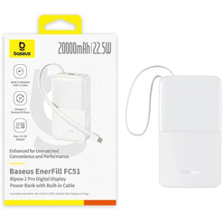 Внешний аккумулятор Baseus EnerFill FC51 Bipow2 Pro Power Bank 20000mAh (белый)