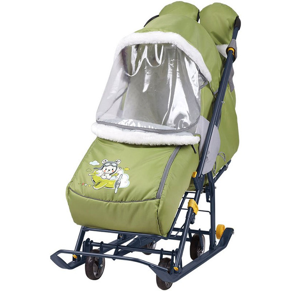 Санки-коляска Ника Наши детки 2 (летчик, оливковый)