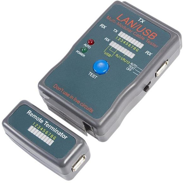 Тестер кабеля универсальный REXANT 12-1011 (RJ-45+USB 251454)