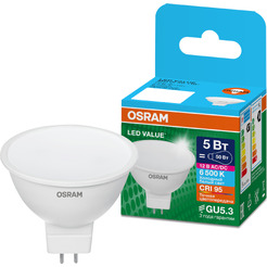 Лампа светодиодная OSRAM Value MR16 5W 6500K GU5.3 FR 12V