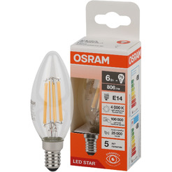 Лампа светодиодная филаментная OSRAM B75 6W 4000K E14