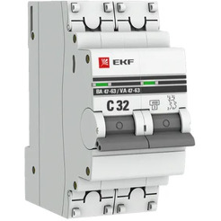Выключатель автоматический EKF PROxima ВА 47-63 2P 32А (C) 4.5kA