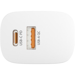Зарядное устройство Atomic MOTION G202 GAN 20W 2-порта USB (A+C) с кабелем USB (С-С) 1.5 метра, цвет белый | 10.203