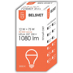 Светодиодная лампа Belsvet LED-M A60 12 W 3000 K E27