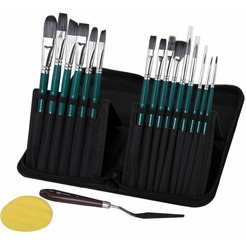 Набор кистей BRAUBERG ART DEBUT 201045 (15 шт+мастихин и художественная губка)