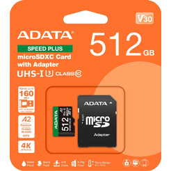 Карта памяти ADATA SPEED PLUS microSDXC 512GB UD512GUI3V30A2SP-RA1 (с адаптером)