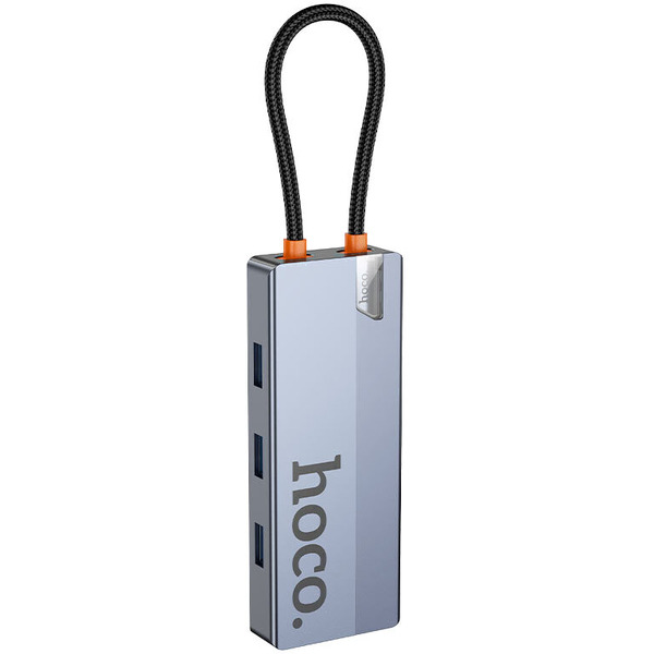 Док-станция для ноутбука Hoco HB51 6в1 Type-C - HDTV+RJ45+PD+USB3.0x3 (глубокий космический серый)
