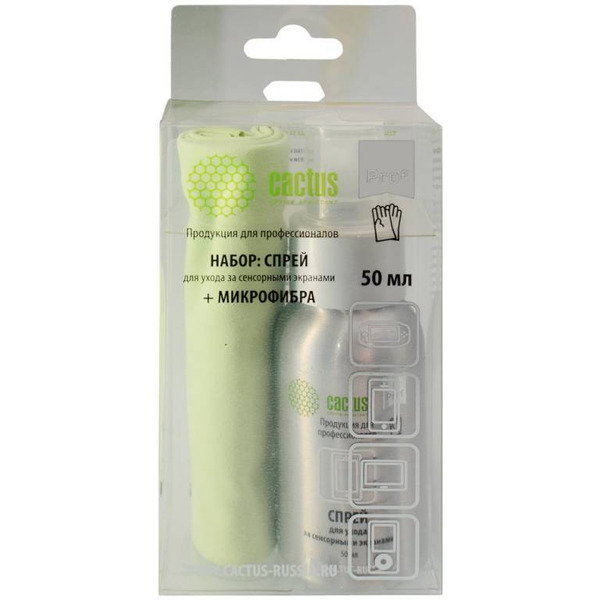 Чистящий набор Cactus CSP-S3001AL для экранов и оптики (салфетка + спрей, 50 мл)