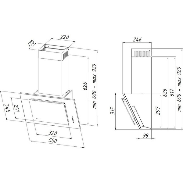 Кухонная вытяжка YOUQ Otama WL 1080 P 60 BL (черный)